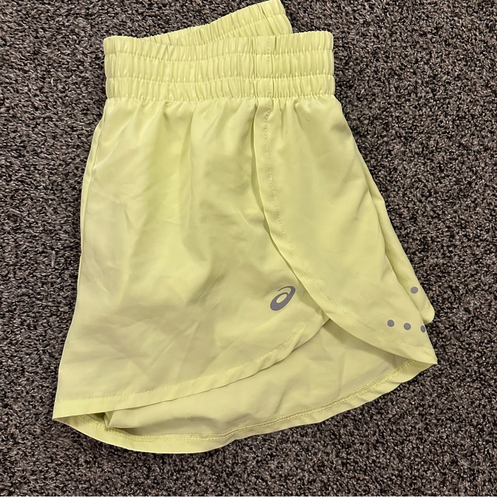 Asics Neon Yellow Lined Shorts Size Small